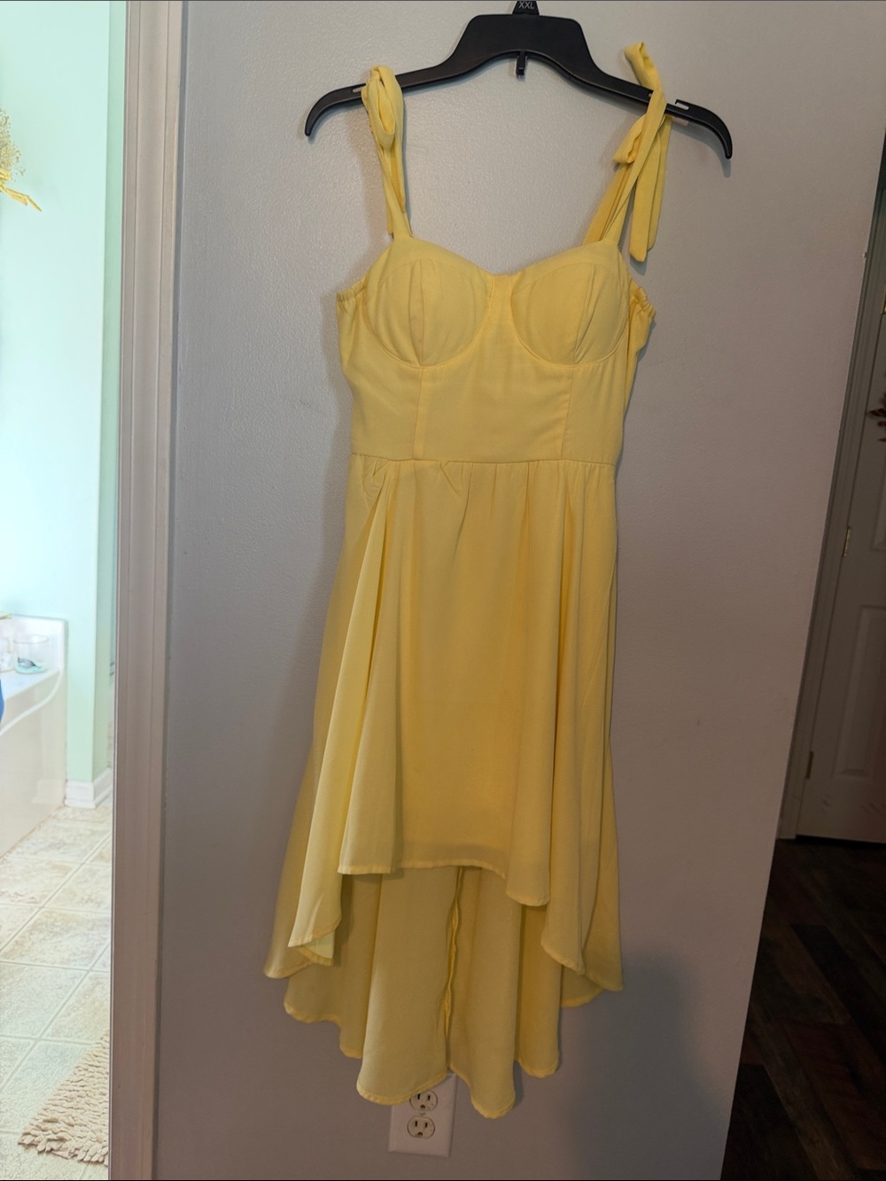 Lily Rose Lemon Yellow High-Low Tie-Shoulder Dress